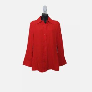 COS size 2 Side Stripe Shirt Red Button Down Long Sleeve Basic